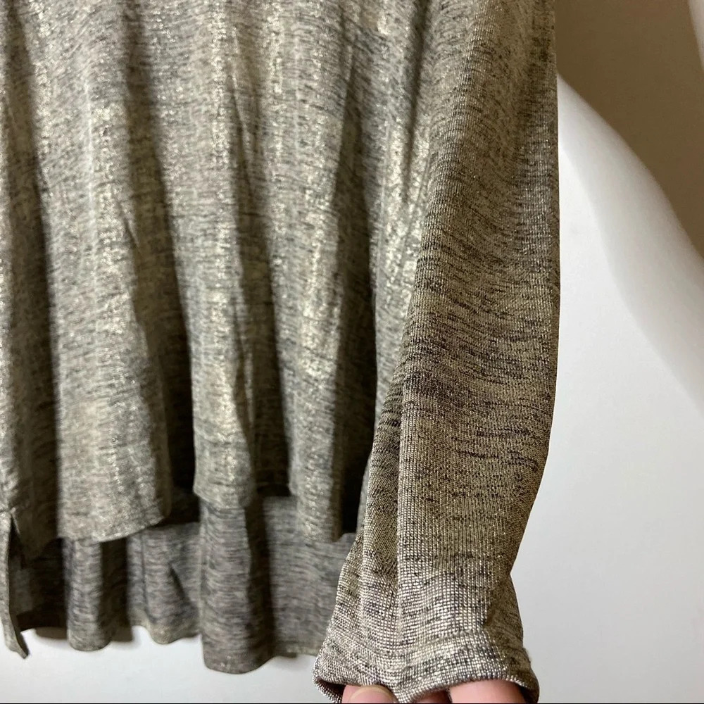 Gold Metallic Tunic LANE BRYANT Top Scoop Neck Slouchy Relaxed Blouse Size 16/18 - Picture 2 of 8
